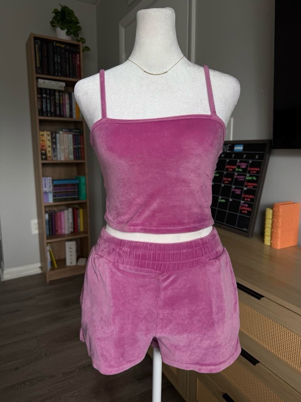 dark pink two piece velvet loungewear set